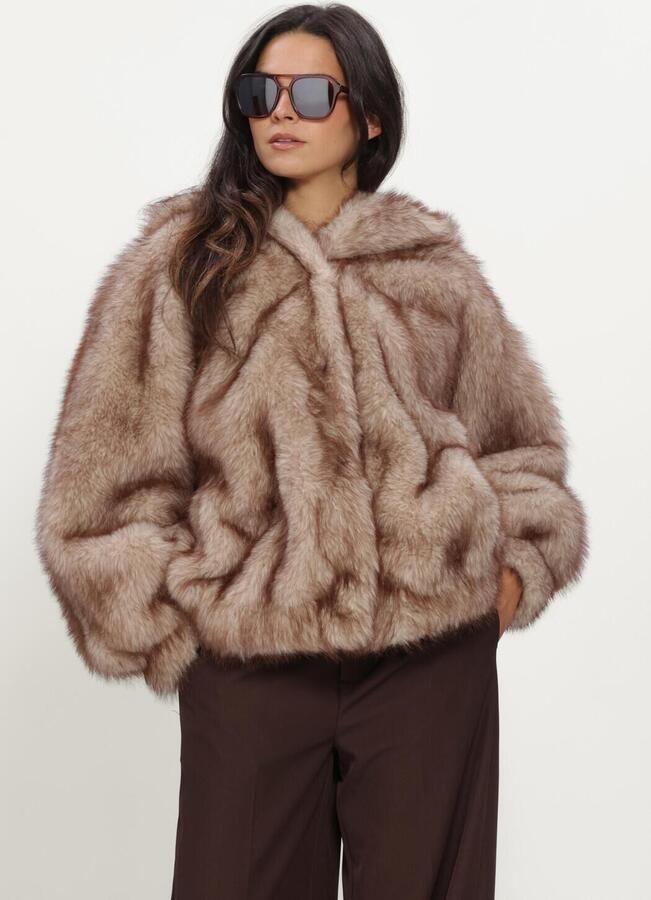 Studio AR by ARMA imitatiebont faux fur jas met wol beige