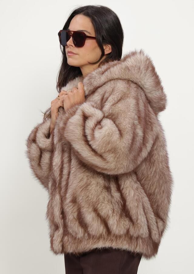 Studio AR by ARMA imitatiebont faux fur jas met wol beige - Foto 3