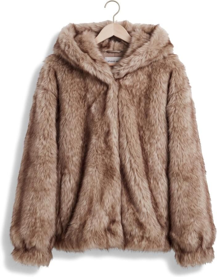 Studio AR by ARMA imitatiebont faux fur jas met wol beige - Foto 2