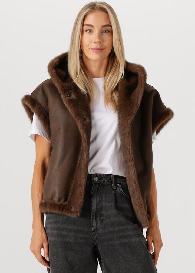 STUDIO AR Faux Mink gilet Olena bruin - Foto 4