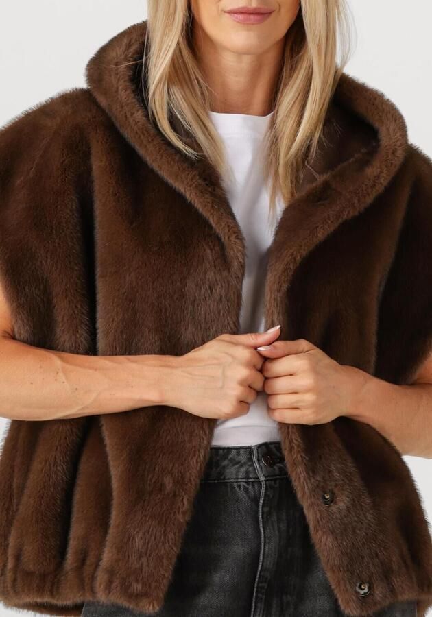 STUDIO AR Faux Mink gilet Olena bruin - Foto 3