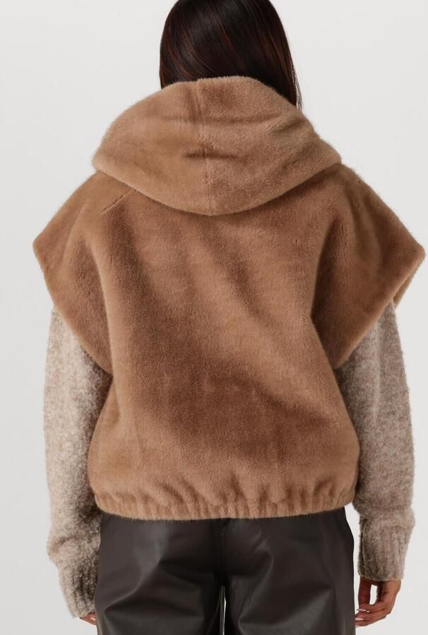 STUDIO AR Faux mink gilet Olena camel - Foto 3