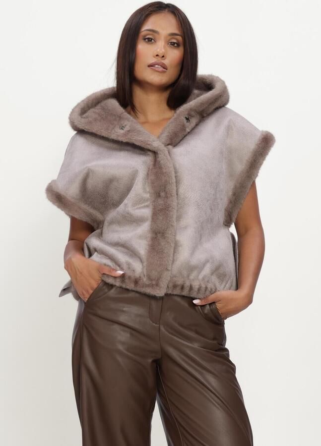 STUDIO AR Dames Jassen Olena Faux Mink Taupe - Foto 3