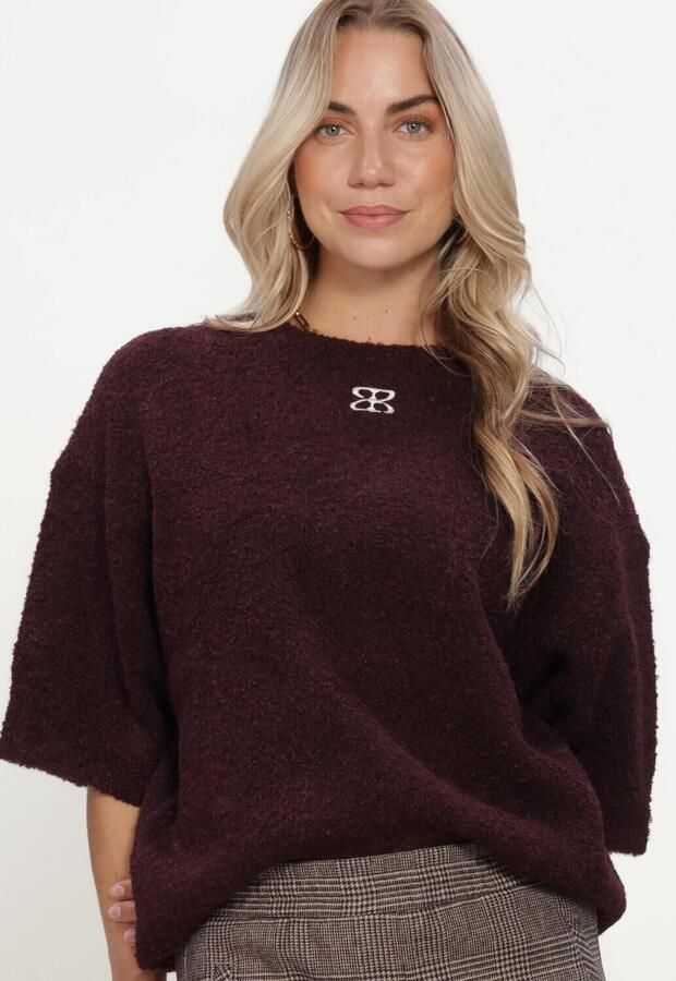 STUDIO AR Dames Truien & Vesten Jessica Boucle Knit Bordeaux - Foto 4