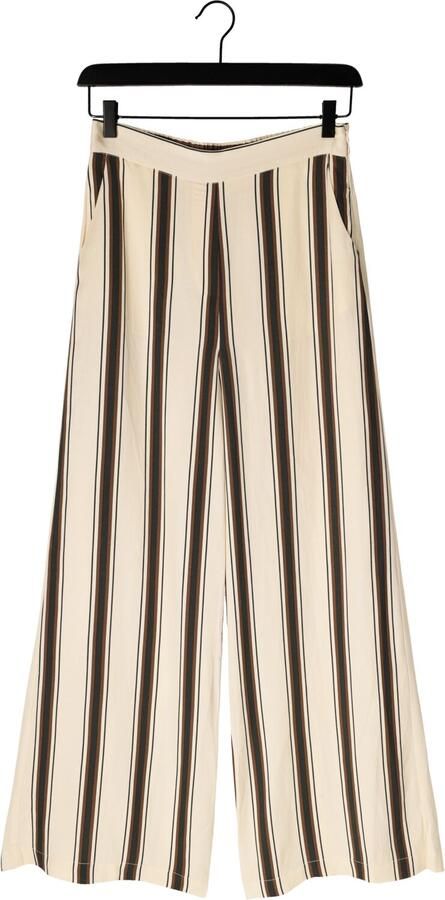 Suncoo wide leg high waist gestreepte broek crème - Foto 4