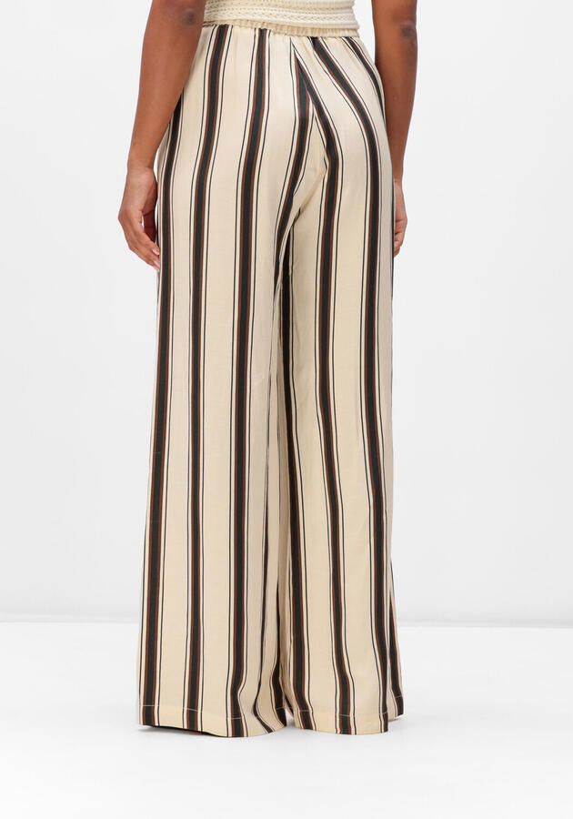 Suncoo wide leg high waist gestreepte broek crème - Foto 2