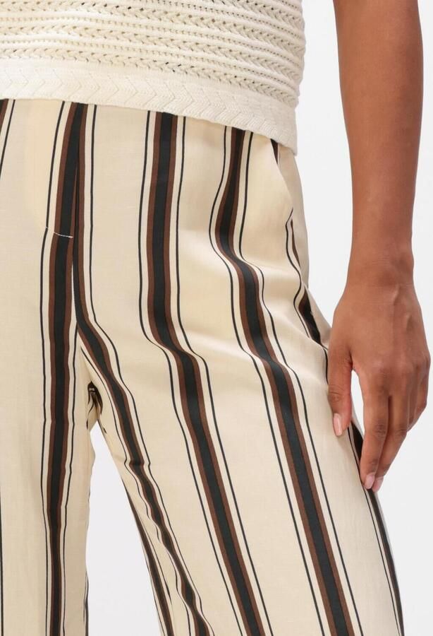 Suncoo wide leg high waist gestreepte broek crème - Foto 3