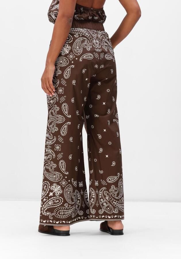 Suncoo wide leg high waist broek met paisley print bruin - Foto 2