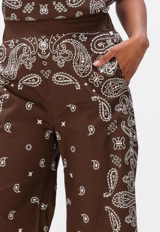 Suncoo wide leg high waist broek met paisley print bruin - Foto 3