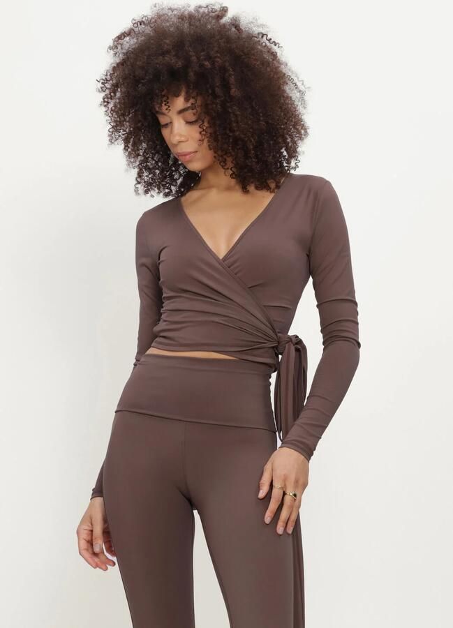 THE LOLA CLUB Dames Tops & T-shirts Bruna Wrap Top Bruin