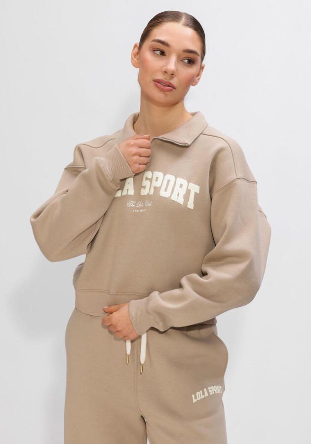 THE LOLA CLUB Dames Truien & Vesten Jayla Half Zip Sweater Beige