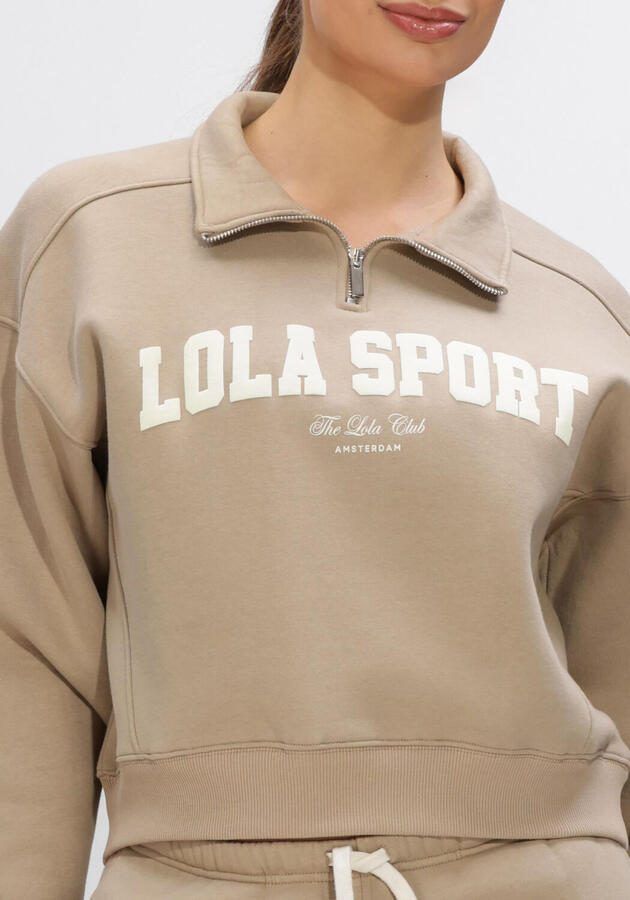 THE LOLA CLUB Dames Truien & Vesten Jayla Half Zip Sweater Beige - Foto 4