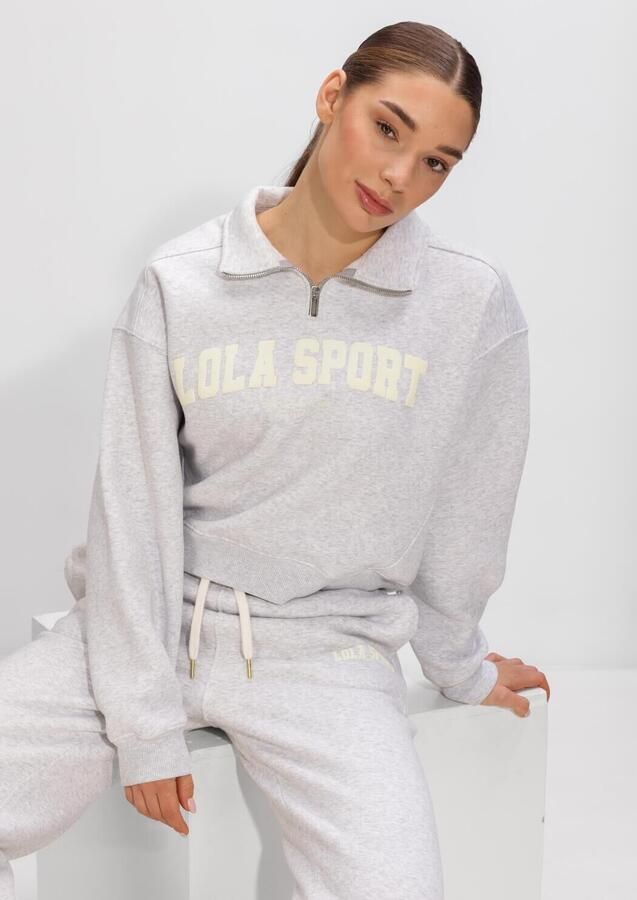 THE LOLA CLUB Dames Truien & Vesten Jayla Half Zip Sweater Lichtgrijs
