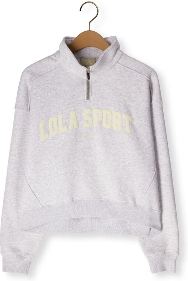 THE LOLA CLUB Dames Truien & Vesten Jayla Half Zip Sweater Lichtgrijs - Foto 4