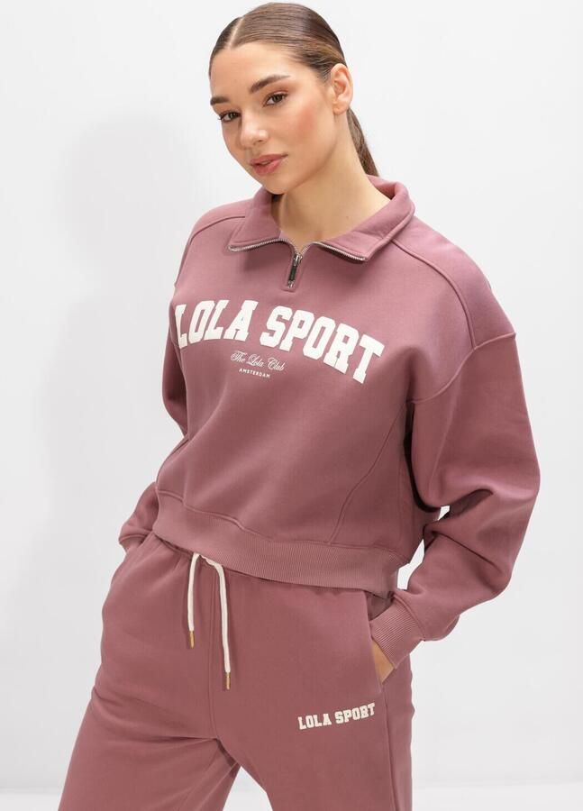 THE LOLA CLUB Dames Truien & Vesten Jayla Half Zip Sweater Roze