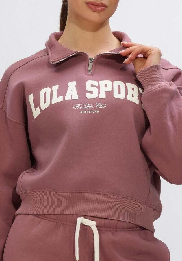 THE LOLA CLUB Dames Truien & Vesten Jayla Half Zip Sweater Roze - Foto 3
