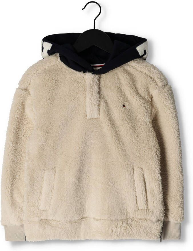Tommy Hilfiger Beige Sweater Sherpa Fabric Mix Hoodie