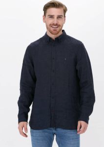 Tommy Hilfiger Donkerblauwe Casual Overhemd Pigment Dyed Linen Rf Shirt