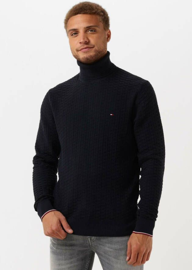 Tommy Hilfiger Donkerblauwe Coltrui Exaggerated Structure Roll Neck