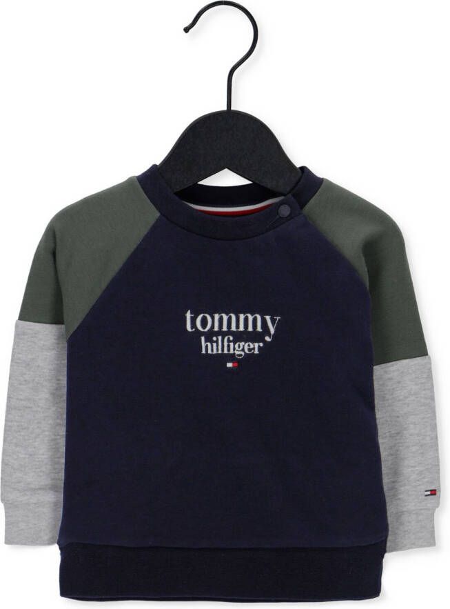 TOMMY HILFIGER Baby Truien & Vesten Baby Logo Colorblock Crewneck Sweater Donkerblauw