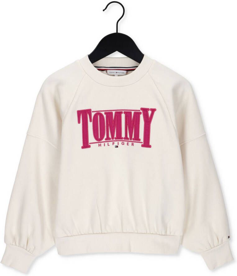 Tommy Hilfiger Gebroken Wit Trui Tommy Sateen Logo Cn