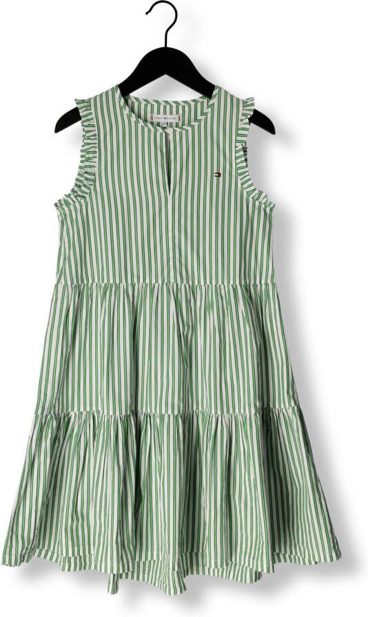 TOMMY HILFIGER Meisjes Jurken Striped Ruffle Dress Slvss Groen