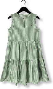 Tommy Hilfiger Groene Midi Jurk Striped Ruffle Dress Slvss