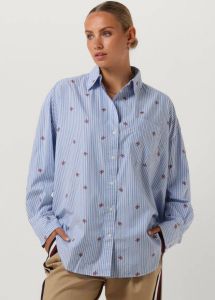 Tommy Hilfiger Lichtblauwe Blouse Cmd Stripe New Oversizd Co Shirt