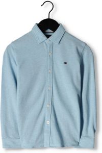 Tommy Hilfiger Lichtblauwe Klassiek Overhemd Stretch Pique Shirt L s