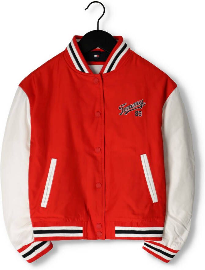 Tommy Hilfiger baseball jacket van gerecycled polyester rood Jas Meisjes Gerecycled polyester (duurzaam) Ronde hals 152