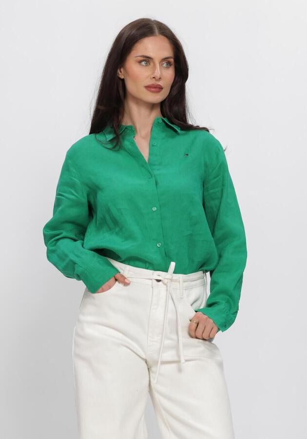Tommy Hilfiger relaxed fit blouse met lange mouwen van puur linnen