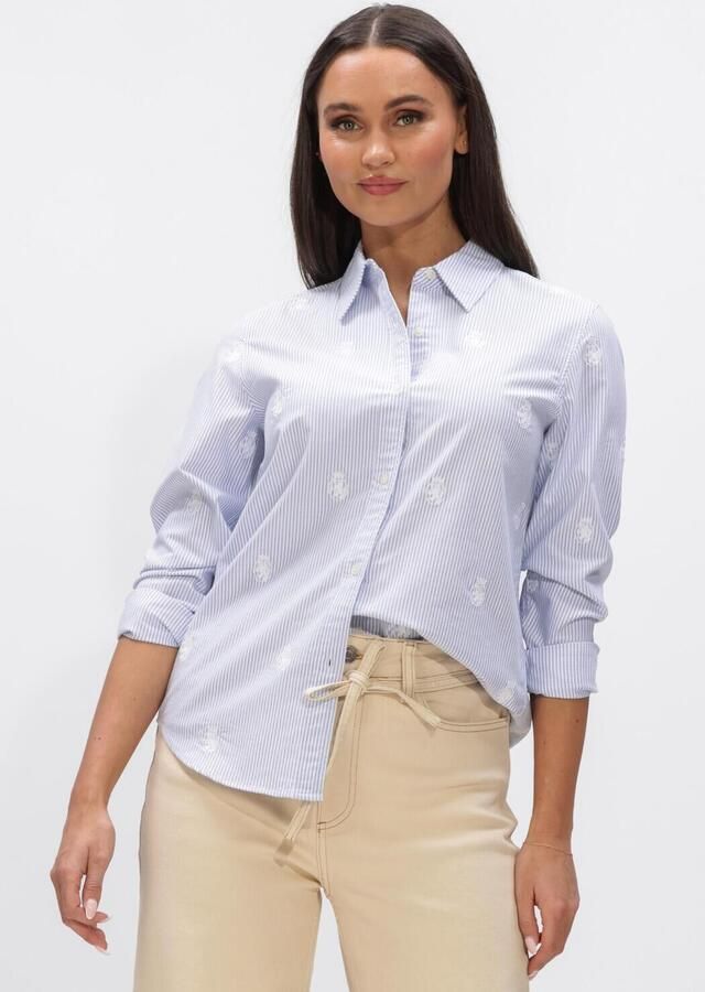 TOMMY HILFIGER Dames Blouses Oxford Aop Relaxed Shirt Lichtblauw
