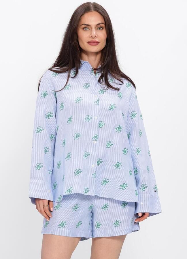 Tommy Hilfiger Oversized overhemdblouse aus mix van linnen en viscose