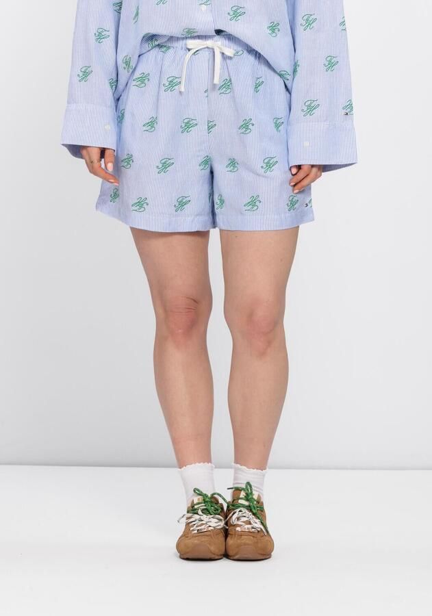Tommy Hilfiger relaxed fit short met gestikt logo van linnenmix