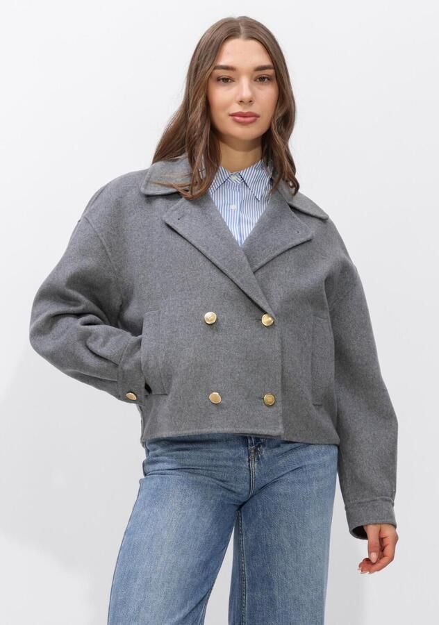 TOMMY HILFIGER Dames Jassen Df Wool Gold Button Peacoat Grijs