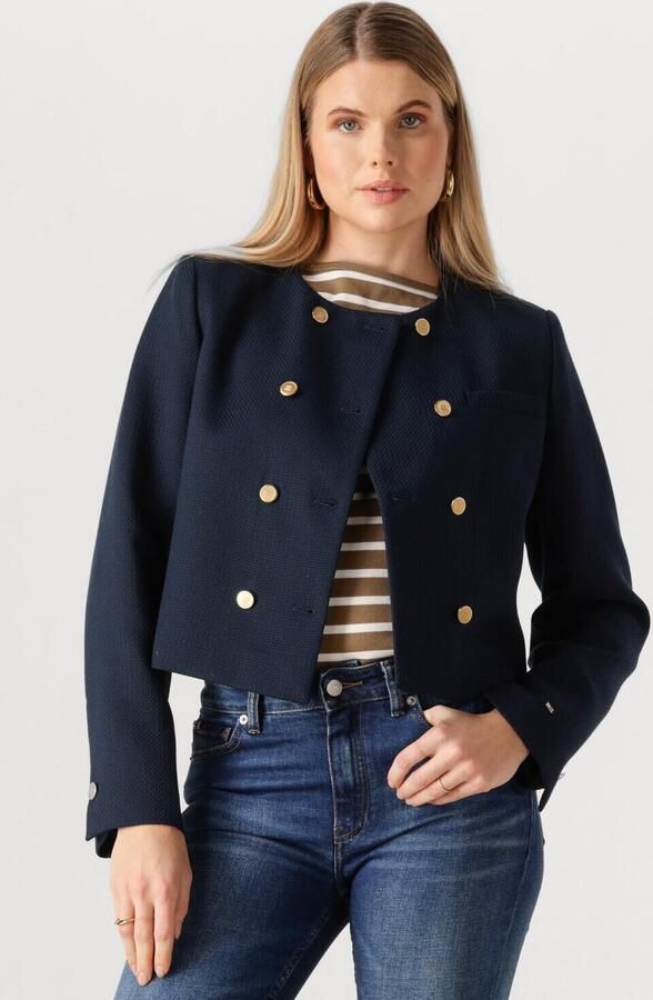 TOMMY HILFIGER Dames Jassen Preppy Texture Lady Jacket Donkerblauw