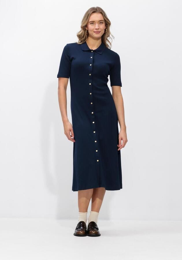 TOMMY HILFIGER Dames Jurken Gold Button F+f Midi Dress Donkerblauw