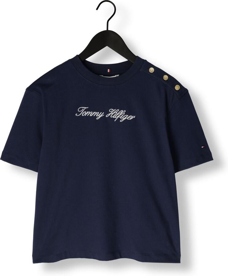 TOMMY HILFIGER Dames Tops & T-shirts Gold Btn Script Mdrn Ss Tee Donkerblauw - Foto 2