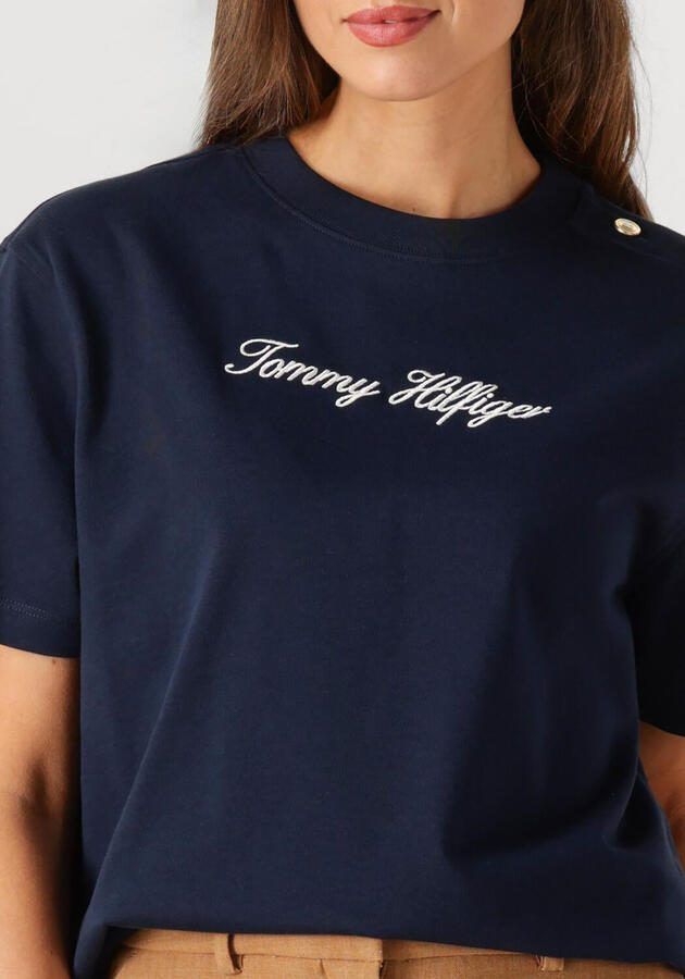 TOMMY HILFIGER Dames Tops & T-shirts Gold Btn Script Mdrn Ss Tee Donkerblauw - Foto 3