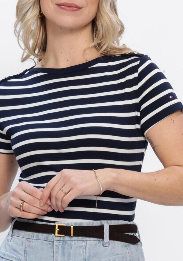 TOMMY HILFIGER Dames Tops & T-shirts Gold Button Slim Ss Tee Multi - Foto 4