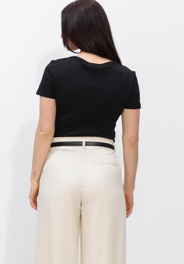 TOMMY HILFIGER Dames Tops & T-shirts Gold Button Slim Ss Tee Zwart - Foto 3