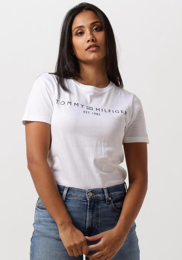 Tommy Hilfiger Shirt met korte mouwen REG CORP LOGO C-NK met logo en borduursel gemêleerd casual regular fit katoen ronde hals - Foto 4