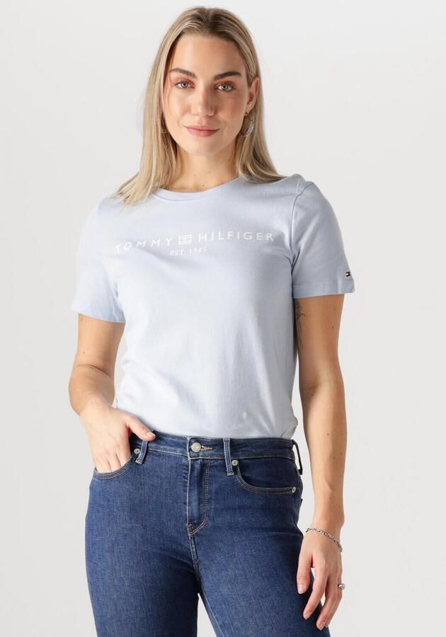 Tommy Hilfiger Shirt met korte mouwen REG CORP LOGO C-NK met logo en borduursel gemêleerd casual regular fit katoen ronde hals - Foto 4