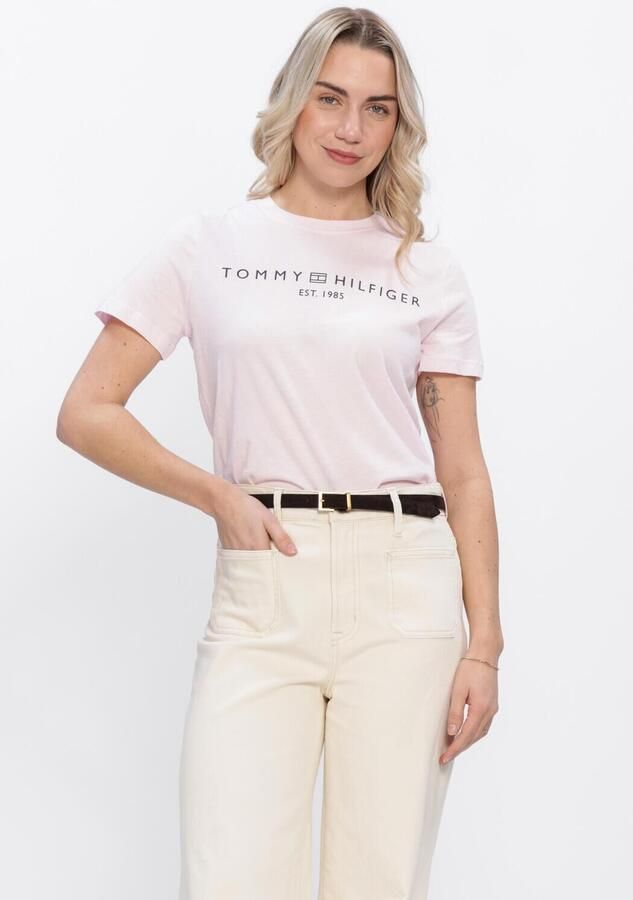TOMMY HILFIGER Dames Tops & T-shirts Reg Corp Logo Lichtroze