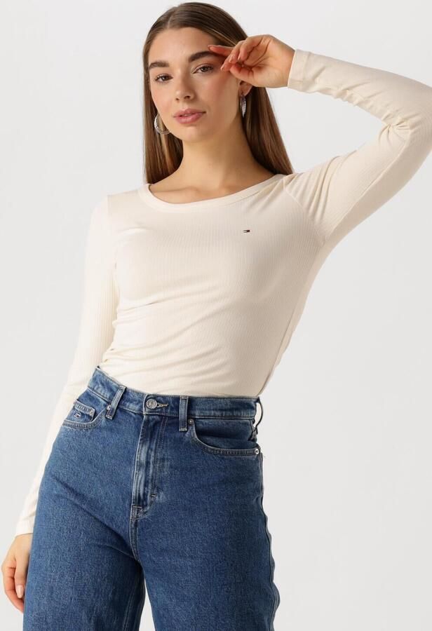 TOMMY HILFIGER Dames Tops & T-shirts Slim 5x2 Rib O-nk Ls Beige - Foto 4