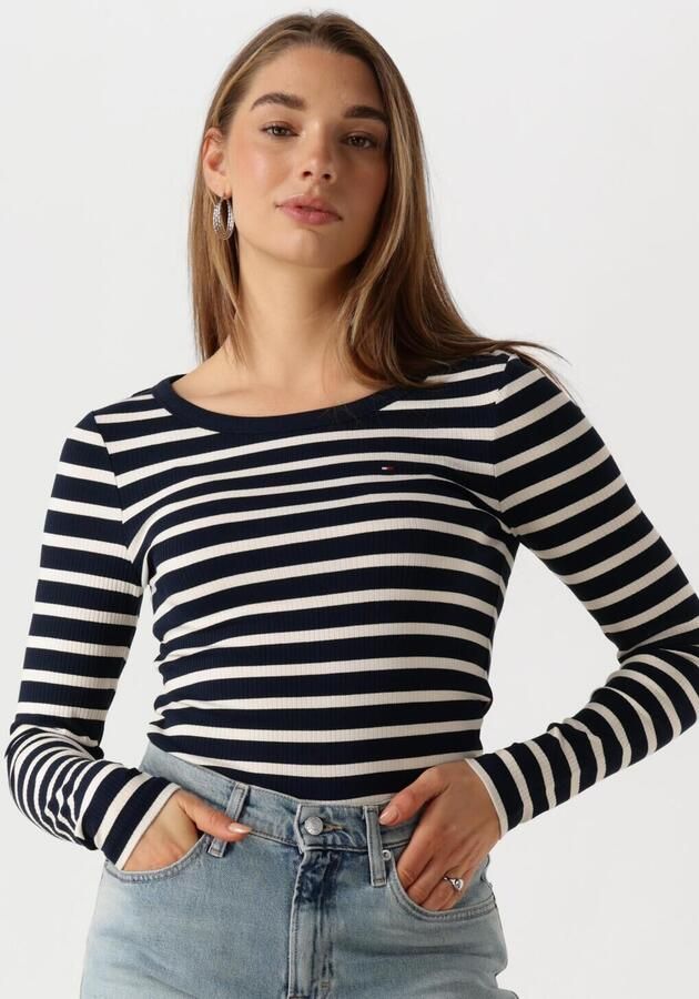 TOMMY HILFIGER Dames Tops & T-shirts Slim 5x2 Rib O-nk Ls Blauw - Foto 4