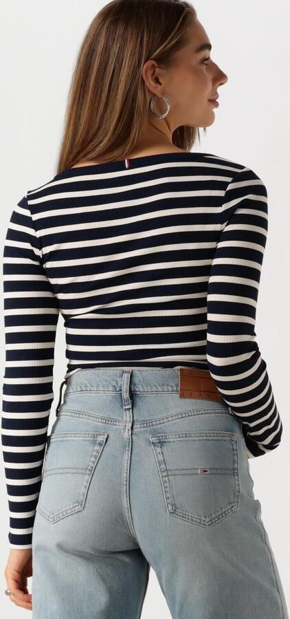 TOMMY HILFIGER Dames Tops & T-shirts Slim 5x2 Rib O-nk Ls Blauw - Foto 3