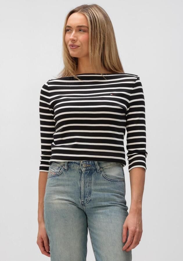 TOMMY HILFIGER Dames Tops & T-shirts Slim Cody Boat-nk 3 4slv Zwart