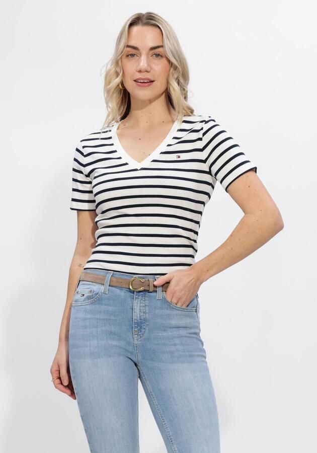 TOMMY HILFIGER Dames Tops & T-shirts Slim Cody V-nk Wit