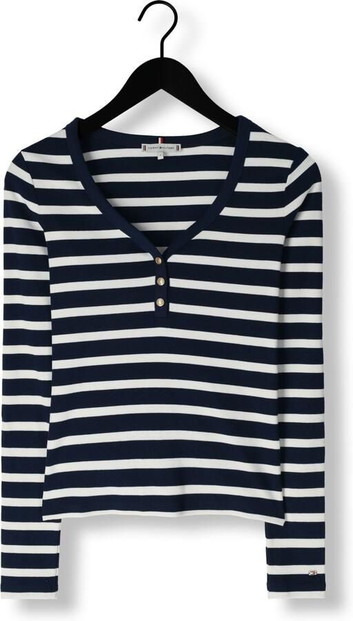 Tommy Hilfiger Shirt met lange mouwen SLIM HENLEY GB SCOOP-NK LS met ribstructuur met metalen label - Foto 3